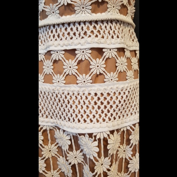 SELF-PORTRAIT Crochet Long Sleeve Mini Dress - Picture 6 of 7